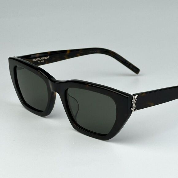 NEW Saint Laurent SLM127/F 002 Havana Green Cat Eye Women Sunglasses - Picture 9 of 13